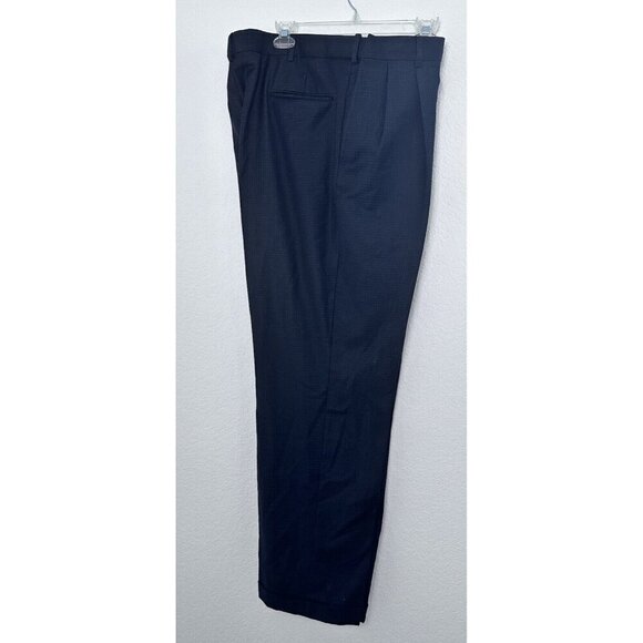 Men's Roundtree  & Yorke‎ Blue Chino Pants Pincheck Wool Pleated Size 38 x 32 - Picture 1 of 8